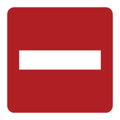 A red square with a wide white horizontal bar across the middle